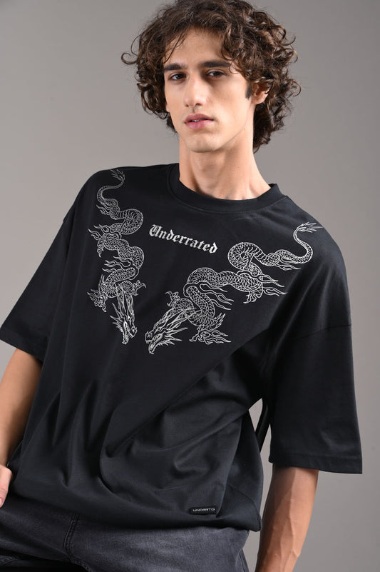 URC Dragon Black Baggy Fit T-Shirt Men Pic 1