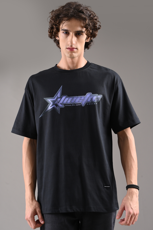 Kinetic Black Oversized T-shirt Men