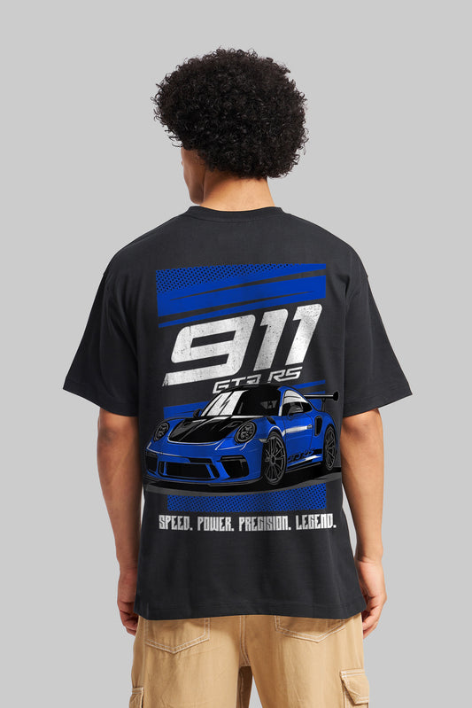 911 GTR Black Oversized Fit T-Shirt Men Pic 1