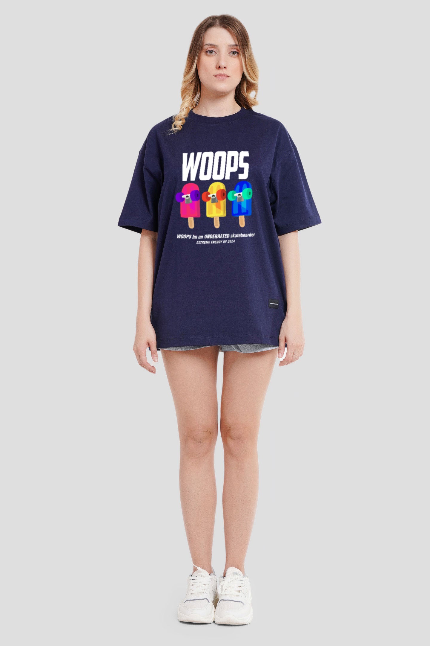 Woops Navy Blue Printed T-Shirt