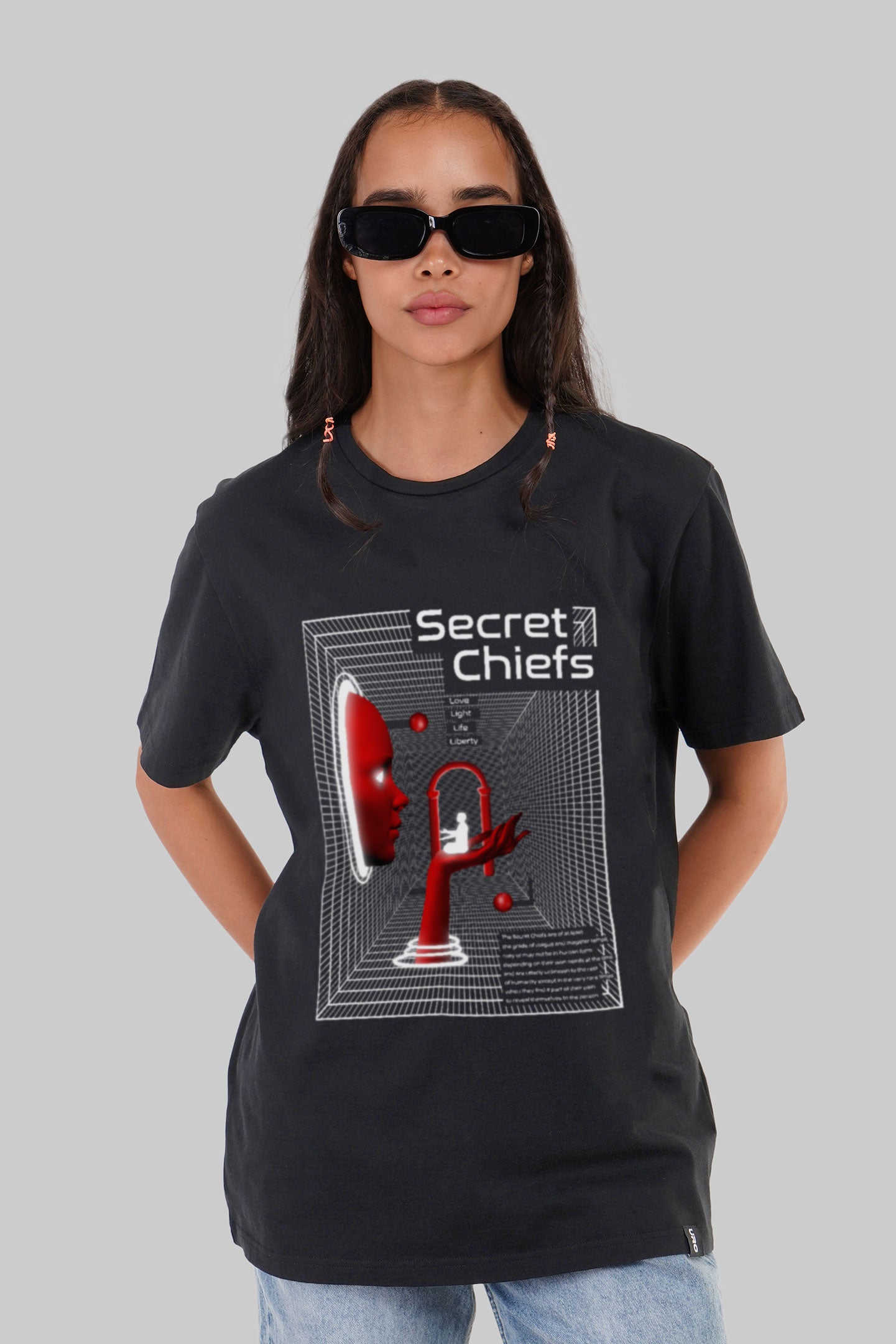 Optical Illusion Black Boyfriend Fit T-Shirt Women