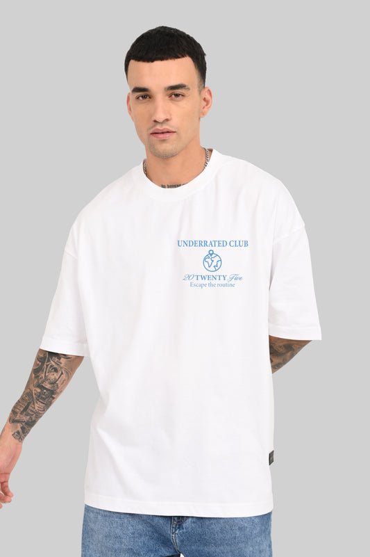 2025 Escape The Routine White Baggy Fit T-Shirt Men Pic 1