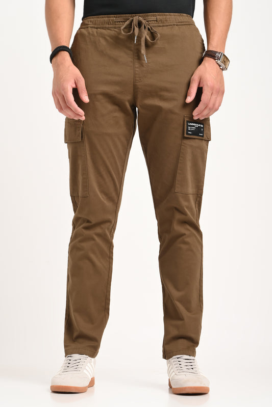 Brown Mid Rise Regular Fit Men's Cargo Pic 1