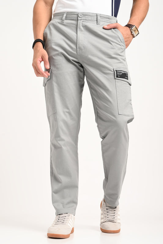 Grey Mid Rise Regular Fit 6 pocket Men's Cargo Pic 1