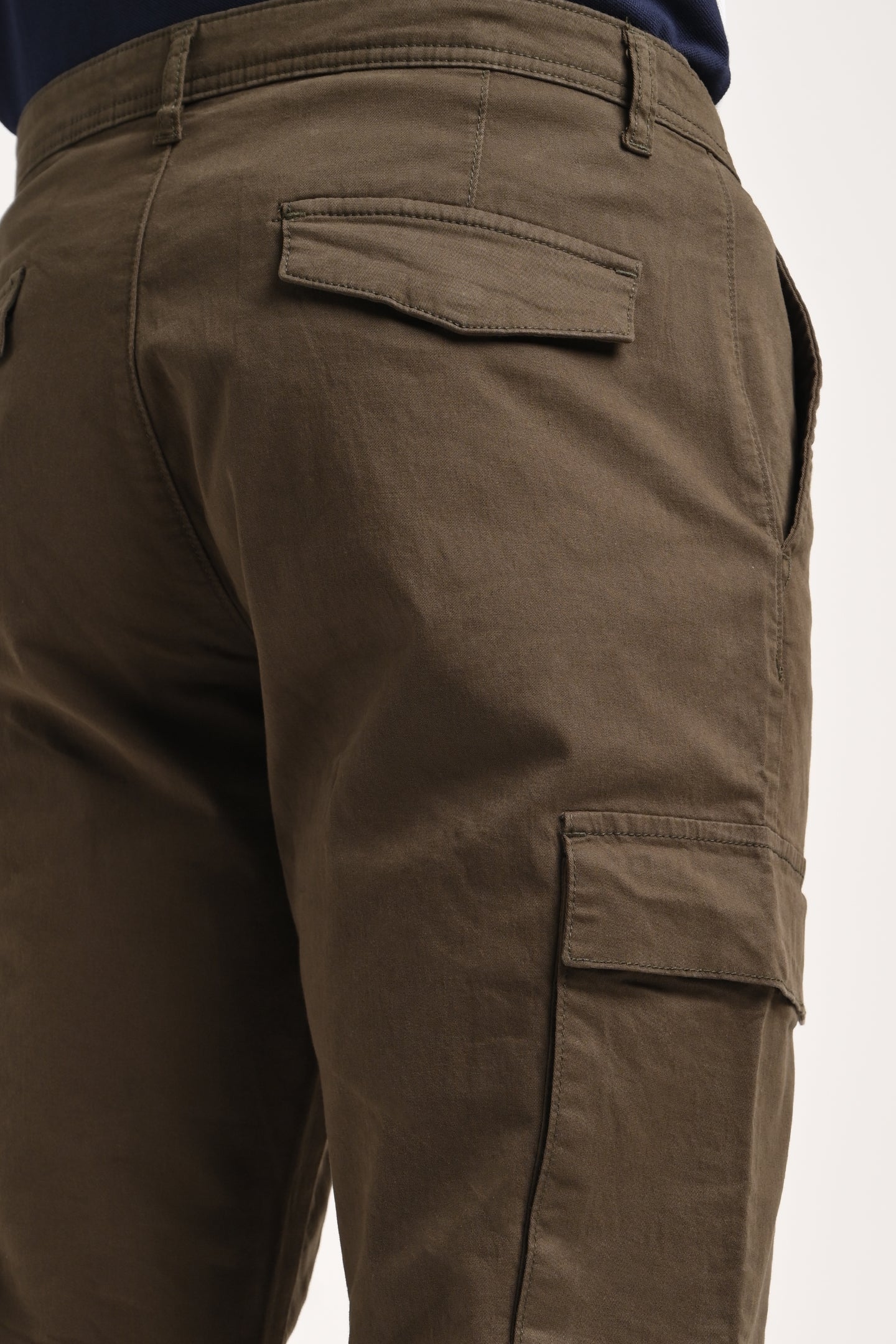 Olive Mid Rise Regular Fit Men's Cargo Pic 7