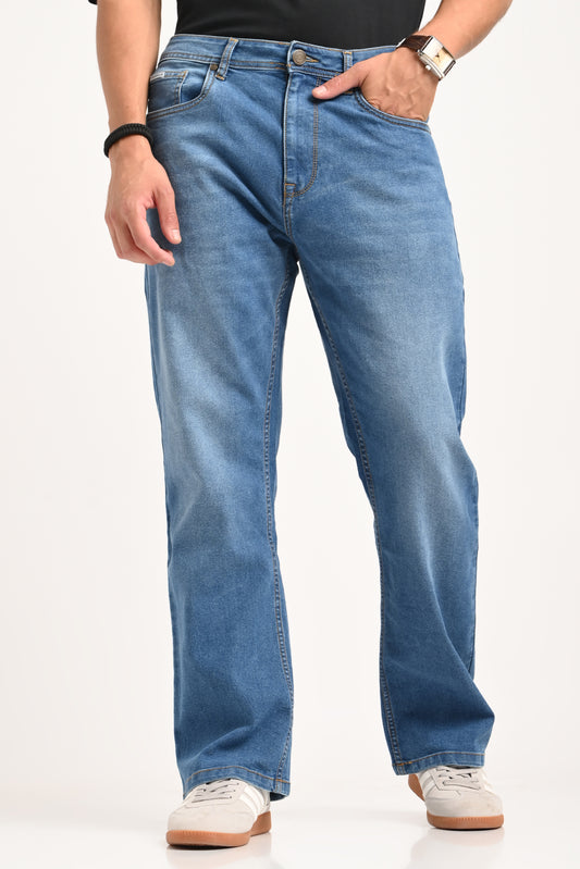Blue High Rise Men's Bootcut Jeans Pic 1