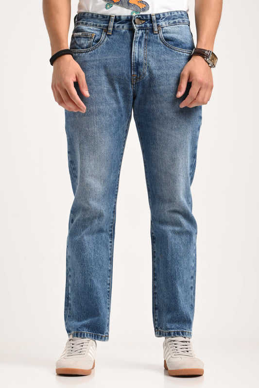 Light Blue Mid Rise Men's Straight Jeans Pic 1