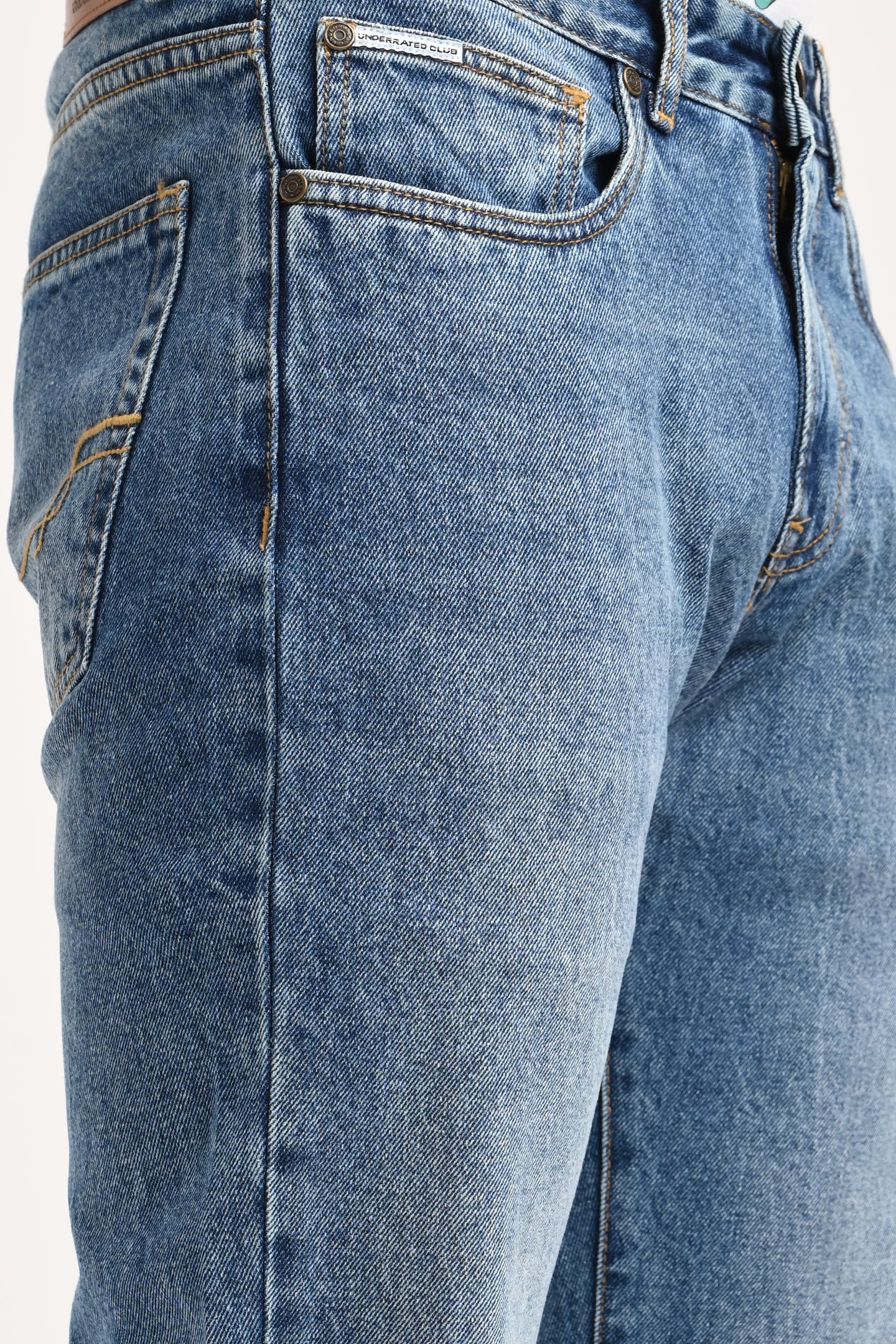 Light Blue Mid Rise Men's Straight Jeans Pic 7