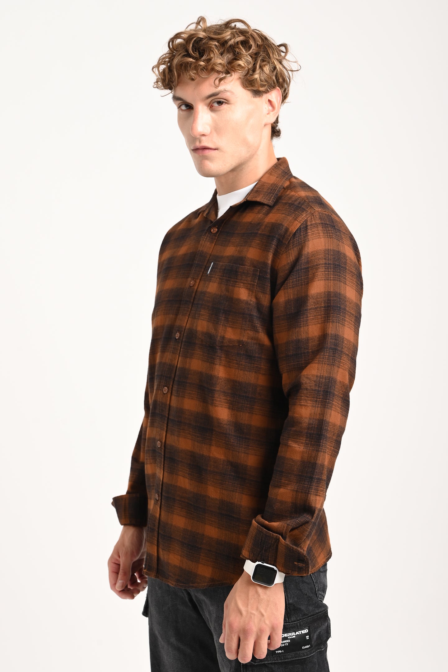 Brown Plaid Check Shirt Pic 5