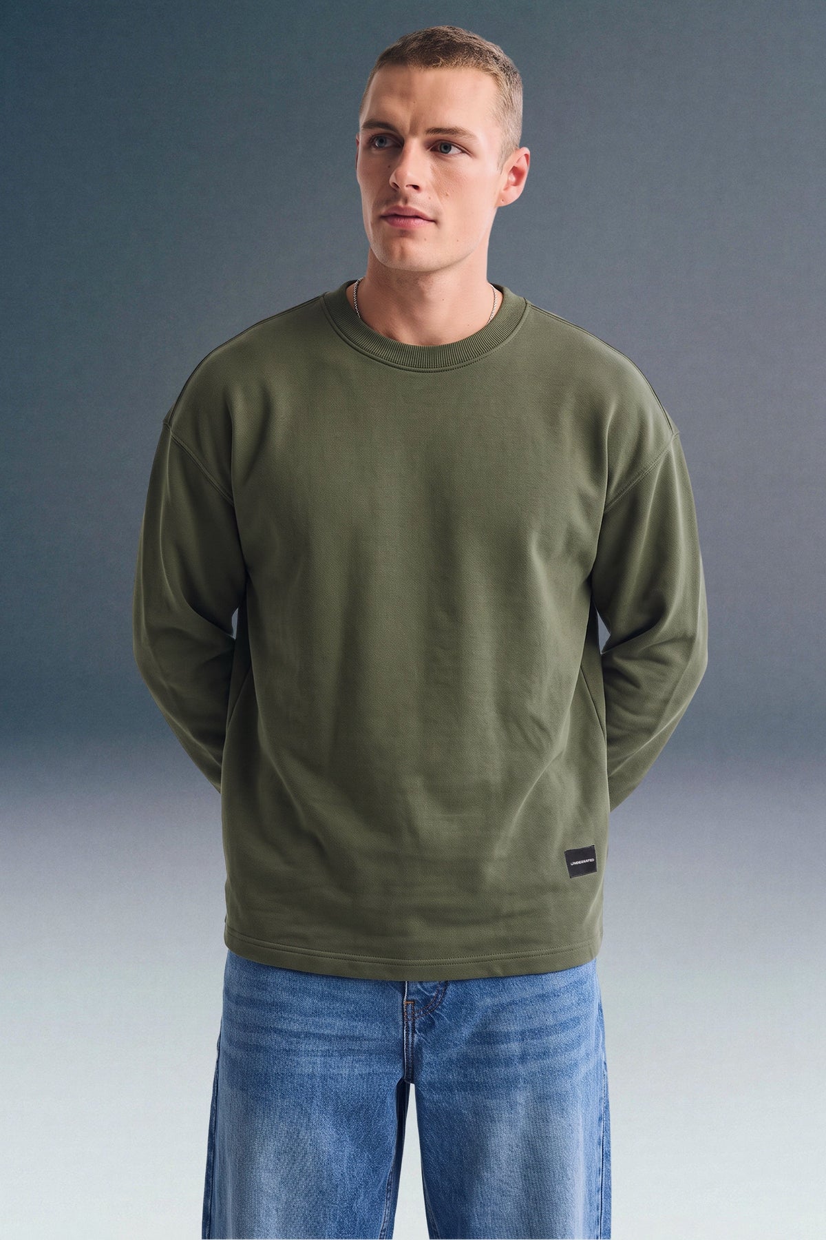 Not Surrender Olive green Full Sleeves Oversized T-shirt