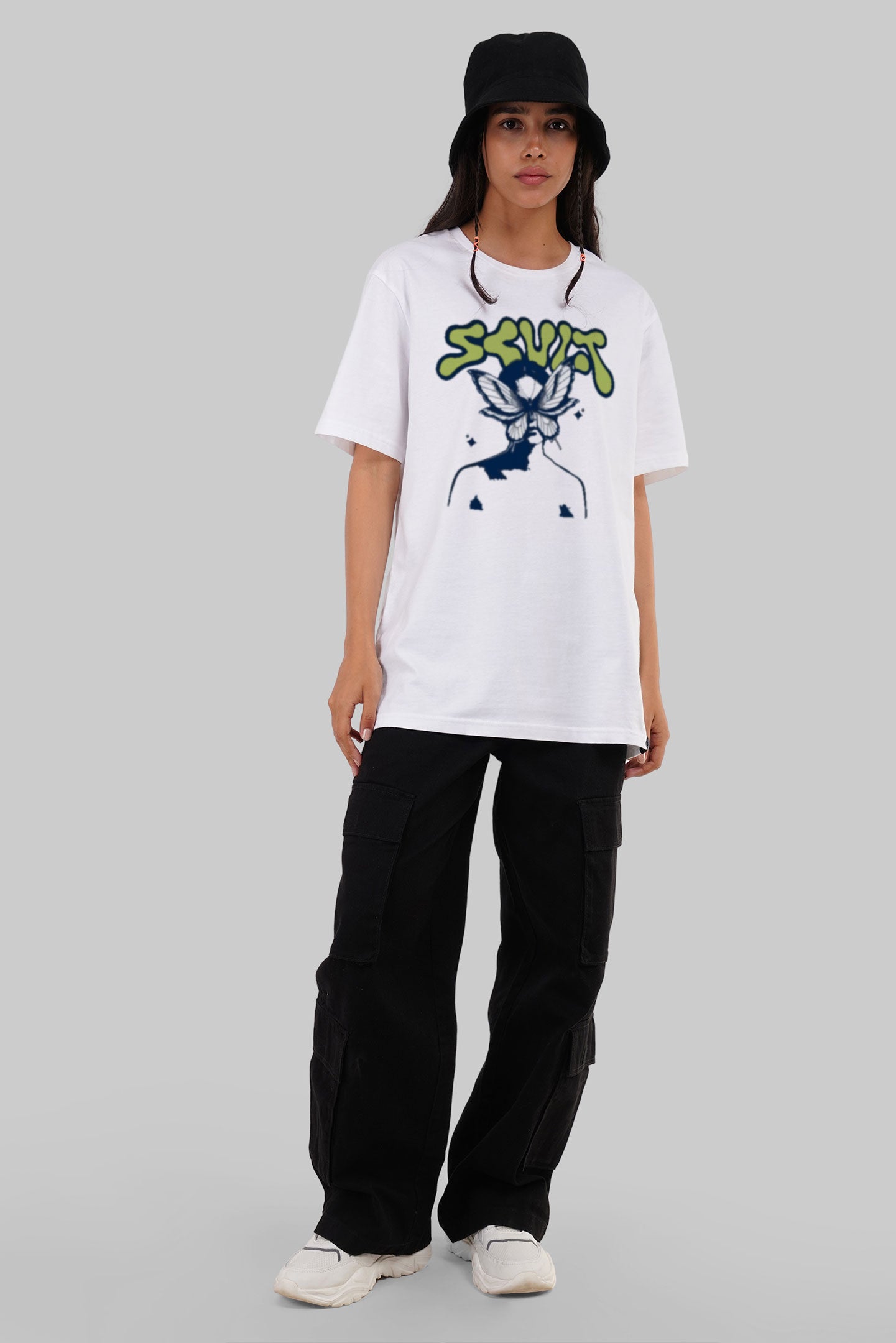 Scult Butterfly White Boyfriend Fit T-Shirt Women