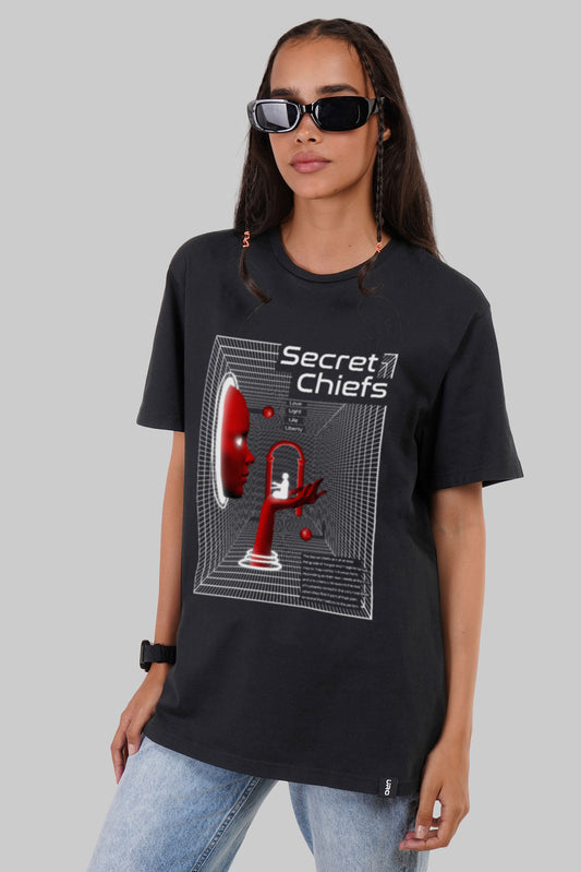 Optical Illusion Black Boyfriend Fit T-Shirt Women