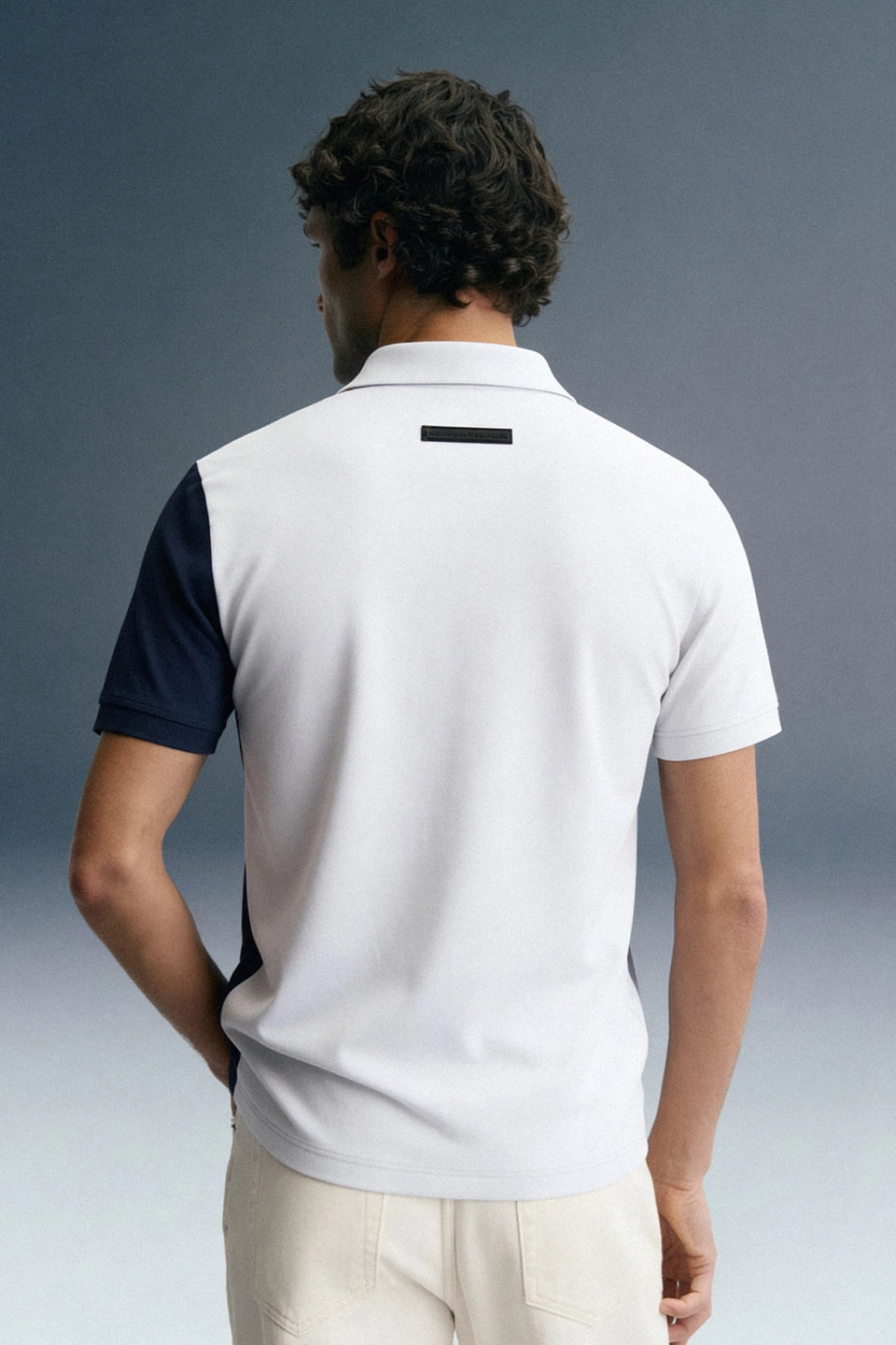 White Colourblocked Polo T-Shirt