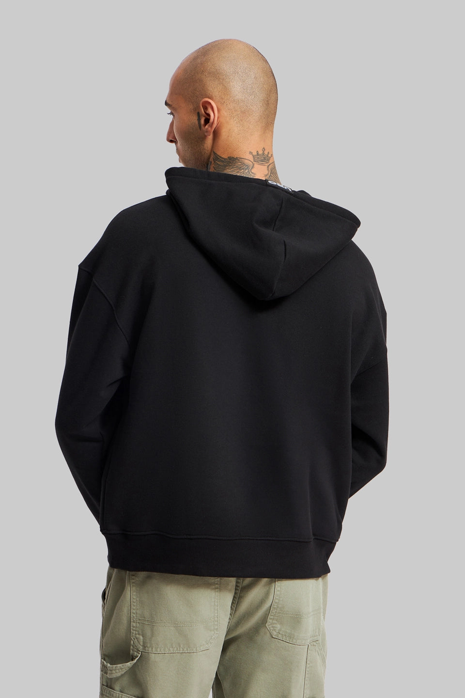 Deep Black Printed Hoodie