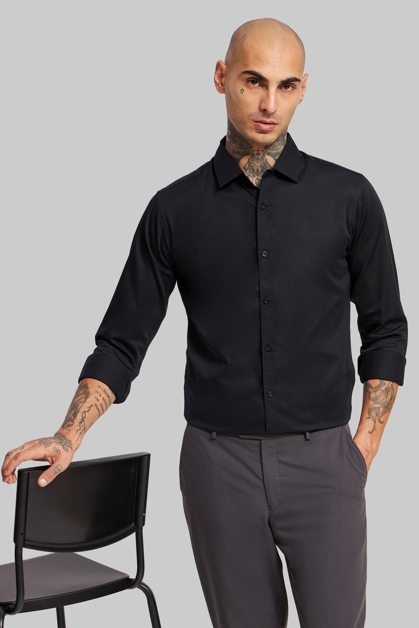 Men's Shirt Combo - Pack of 2 Solid Essentials - Black and Blue