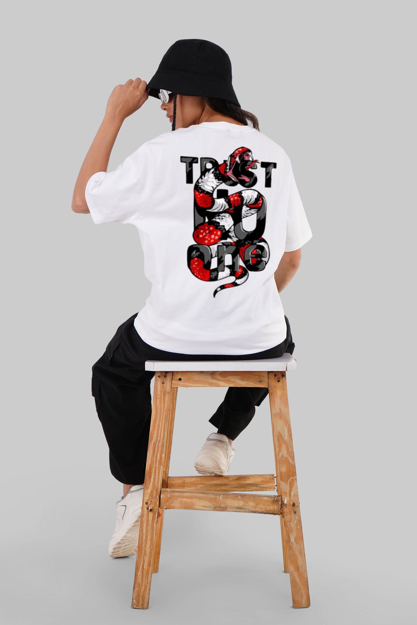 Trust No One 1 White Boyfriend Fit T-Shirt Women