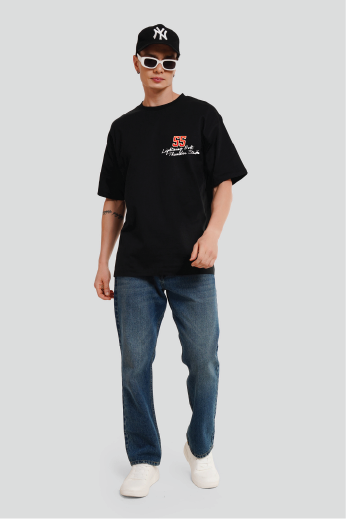 55 Lighting Black Oversized T-shirt Men