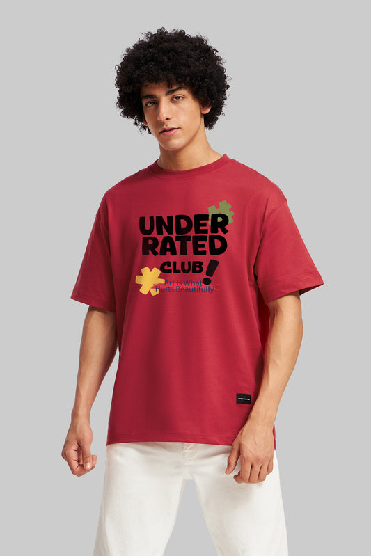 Art Meets Fashion Red Oversized Fit T-Shirt Men Pic 1