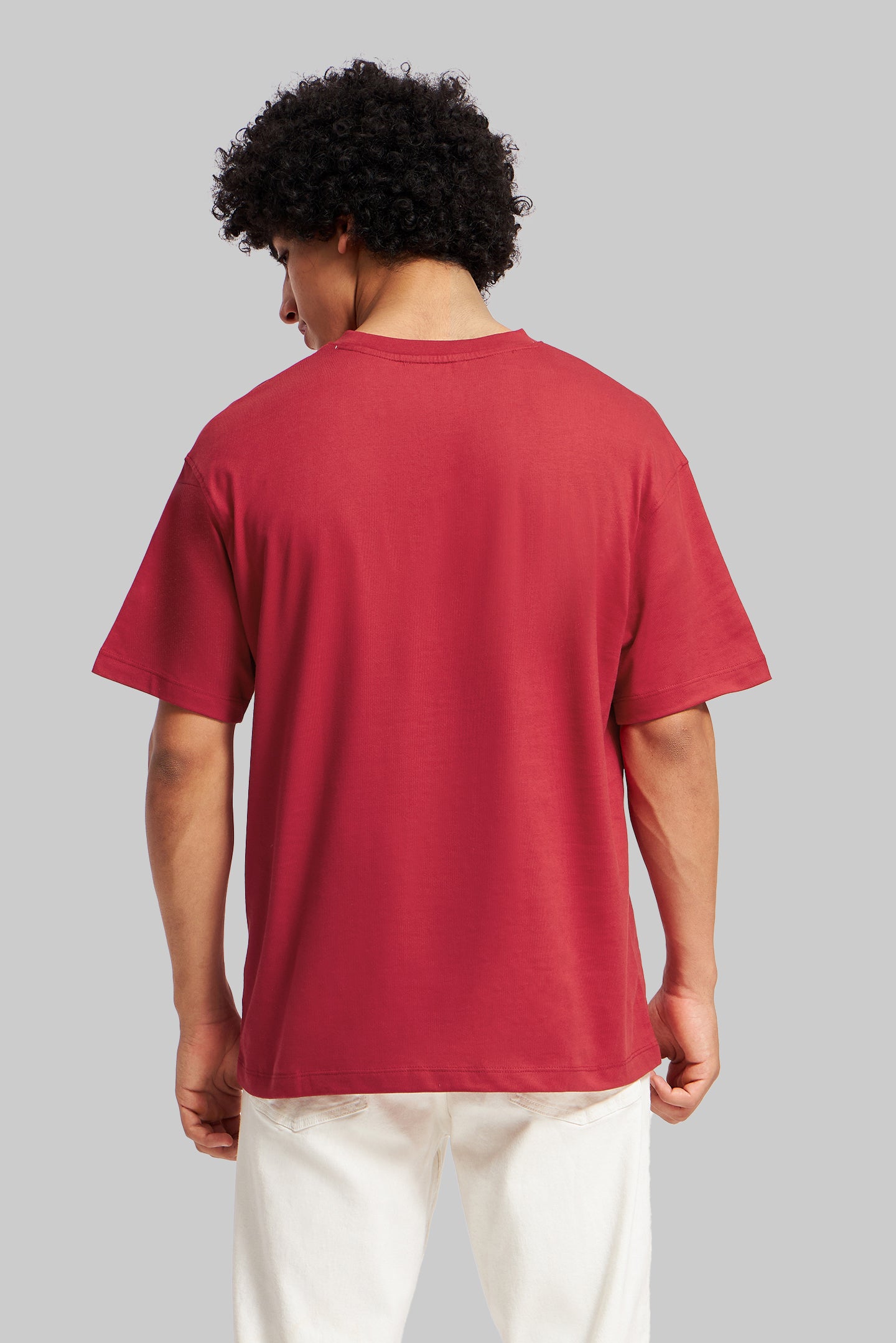 Art Meets Fashion Red Oversized Fit T-Shirt Men Pic 3