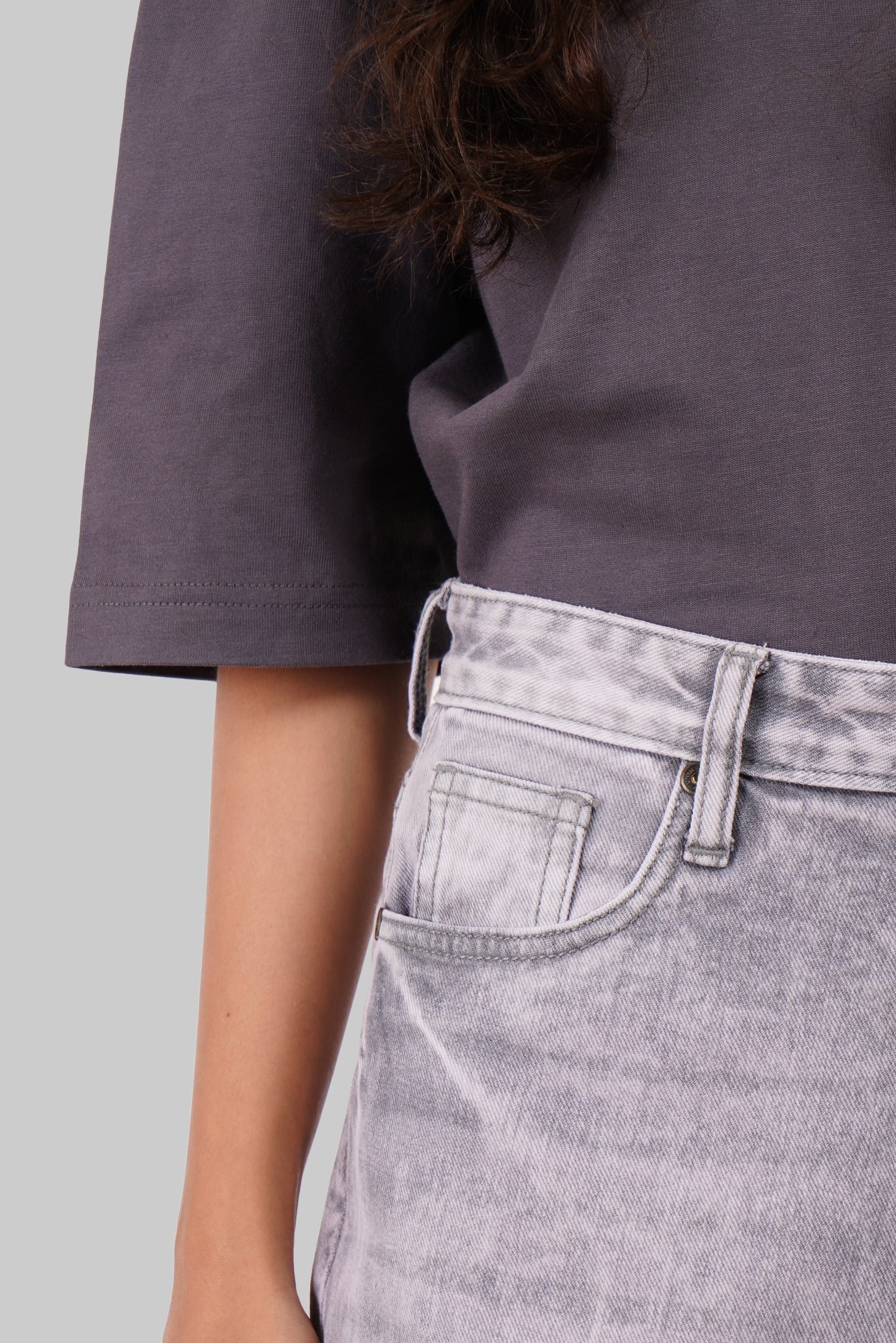 Light Grey High Rise Baggy Women Jeans Pic 6