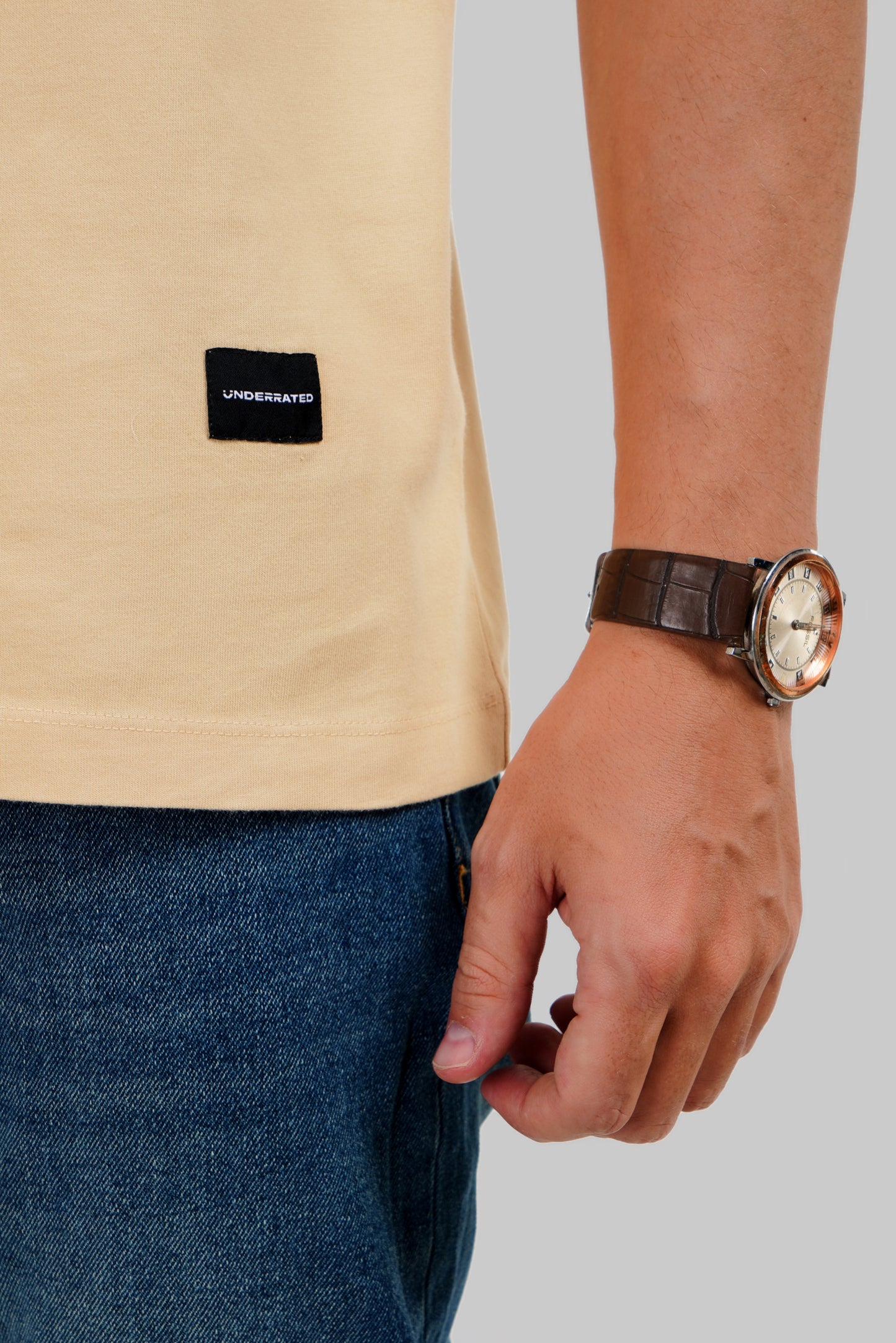 Break Norms Beige Oversized Fit T-Shirt Men Pic 3