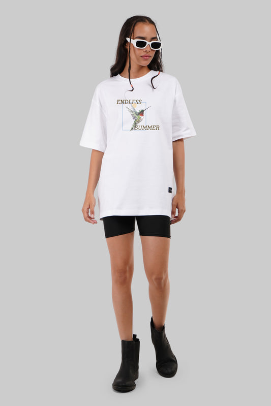 Endless Summer White Oversized Fit T-Shirt Women Pic 1