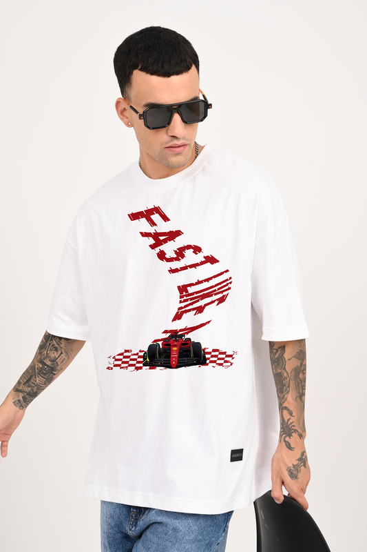 Fast F1 White Oversized T-shirt Men