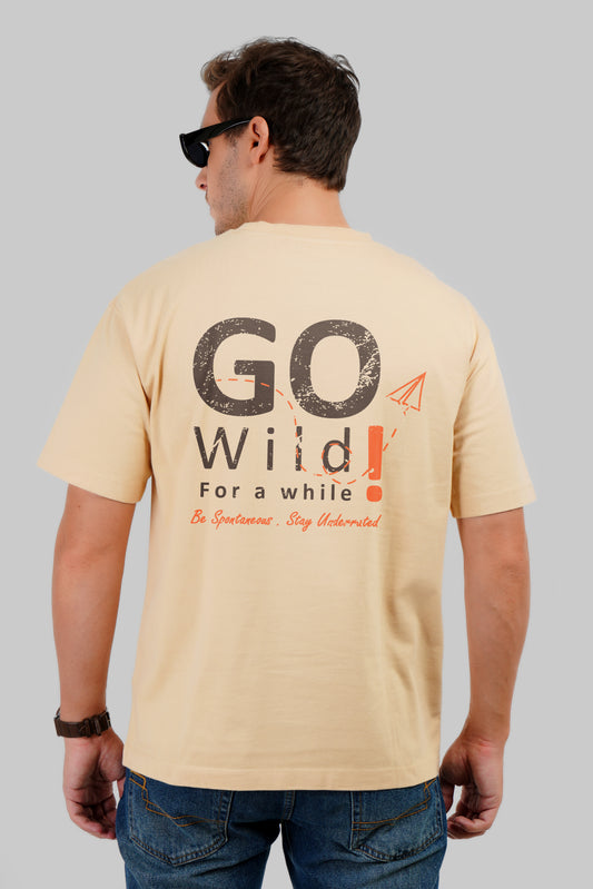 Be Spontaneous Go Wild Beige Oversized Fit T-Shirt Men Pic 1