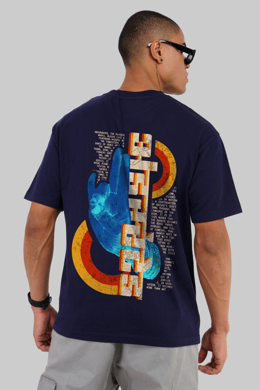 Mudra Navy Blue Oversized Fit T-Shirt Men Pic 1
