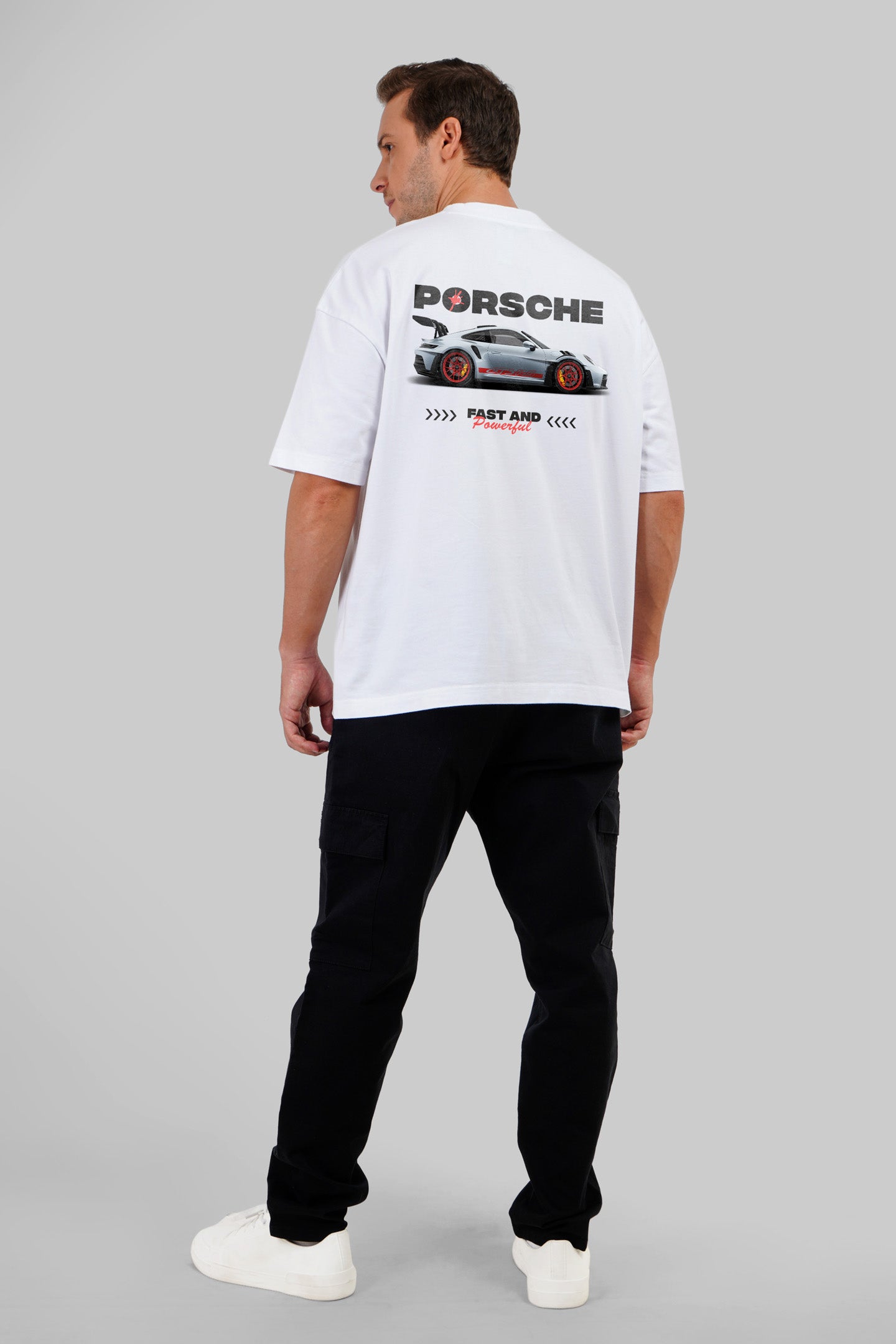 Porsche Turbo White Baggy Fit T-Shirt Men