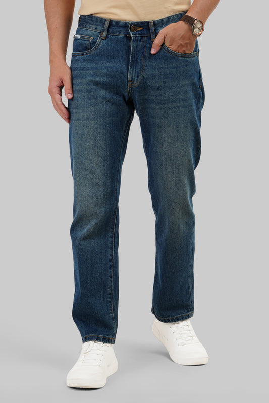 Blue Tinted Mid Rise Men's Straight Jeans Pic 1