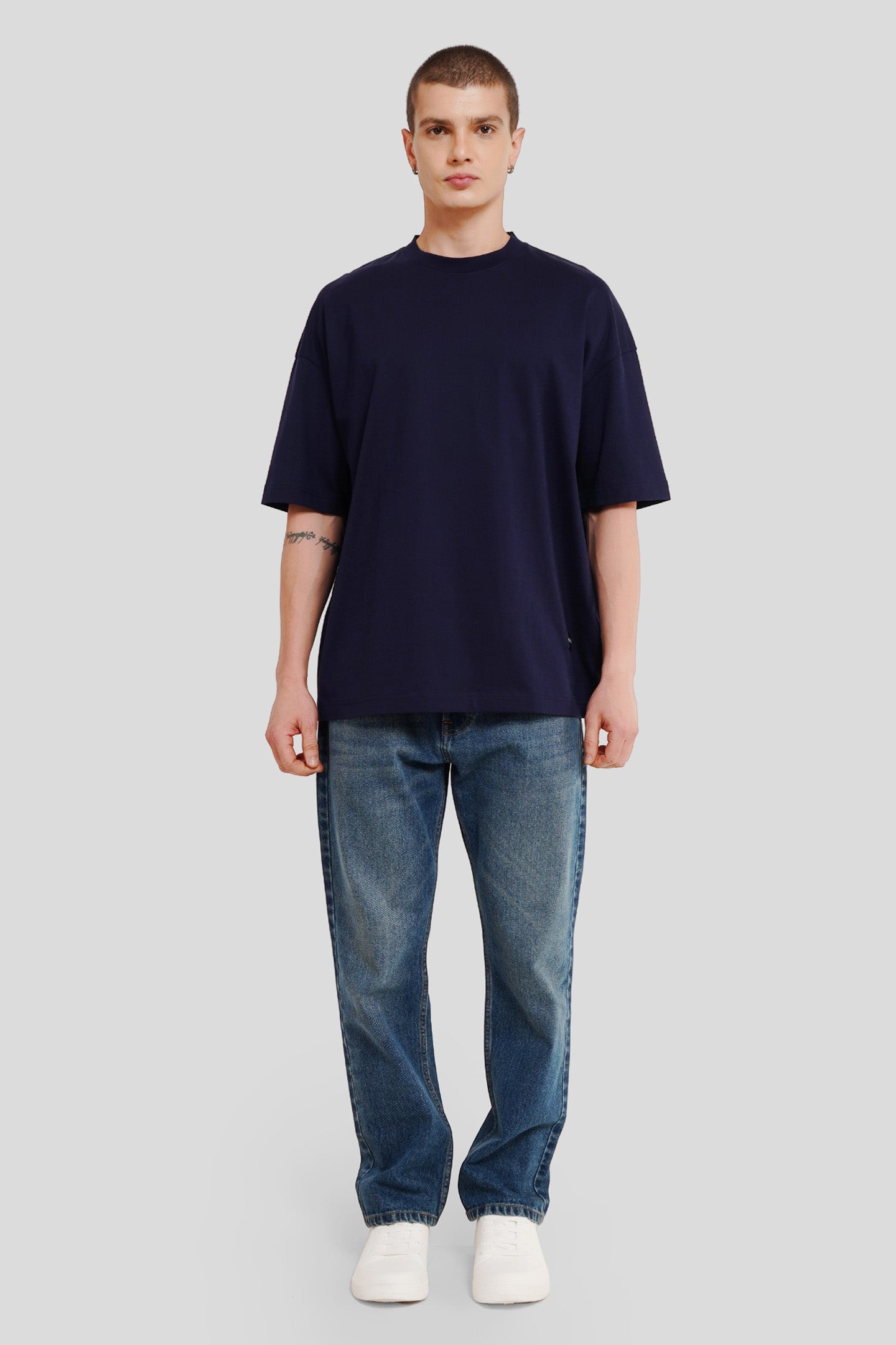 Palm Navy Blue Baggy Fit T-Shirt Men