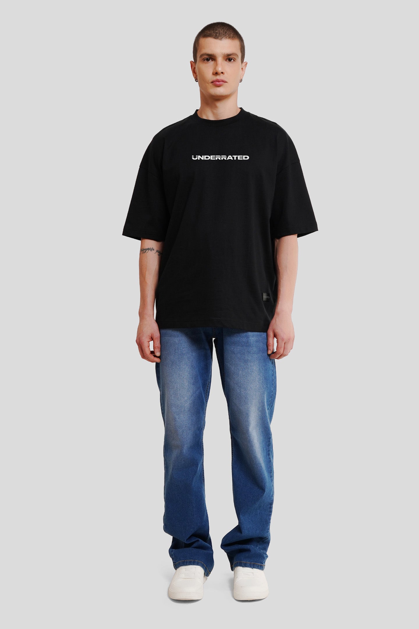 Underrated Hustle Black Printed T-Shirt