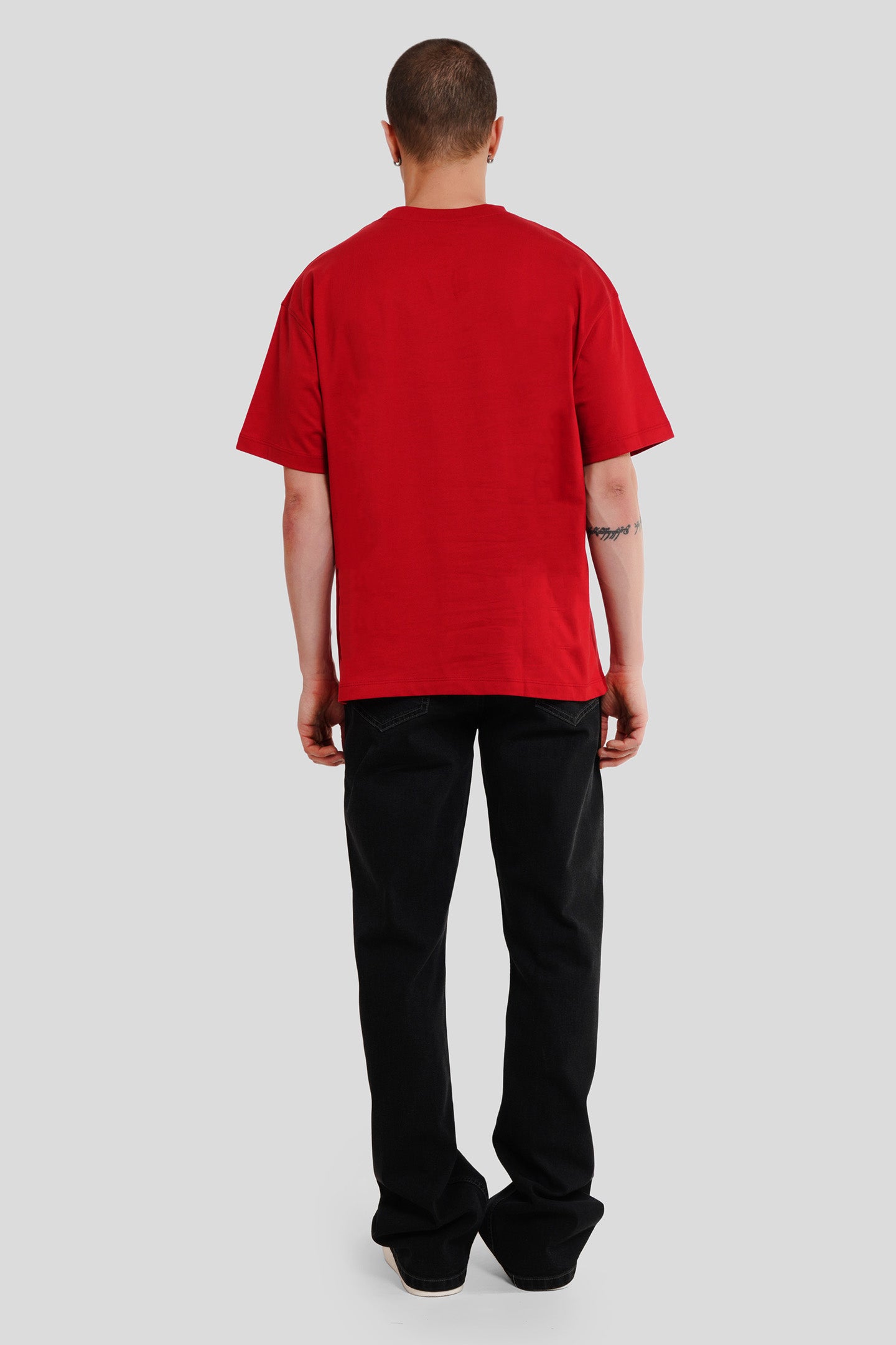 Socially Underarted Red Printed T-Shirt Men Oversized Fit