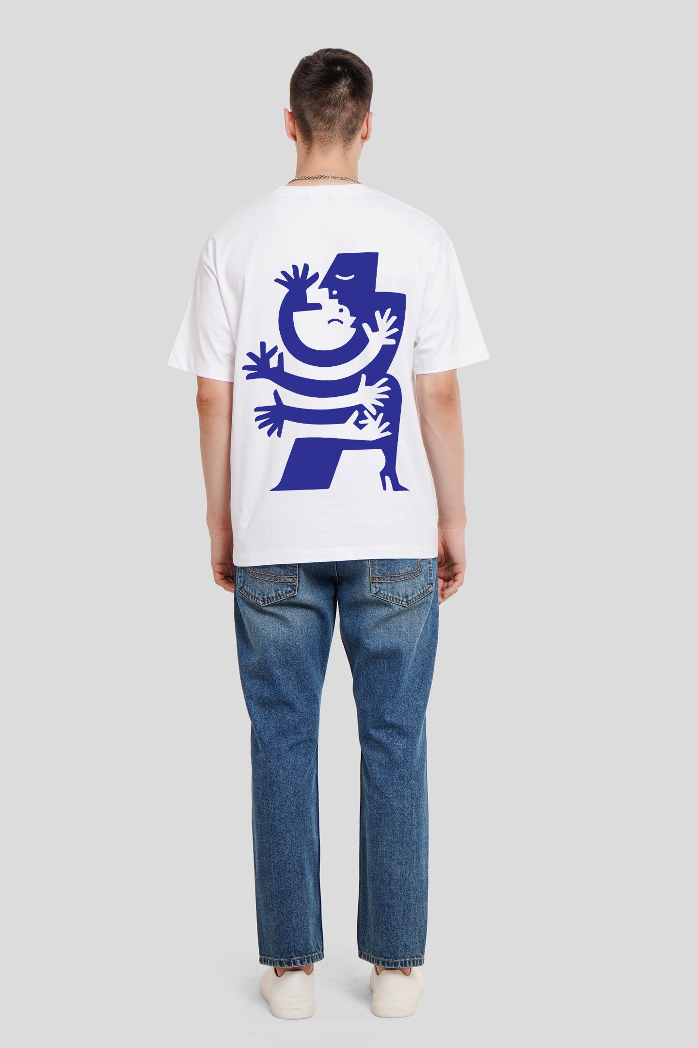 The Complexity Of Simplicity White Printed T-Shirt Men Oversized Fit