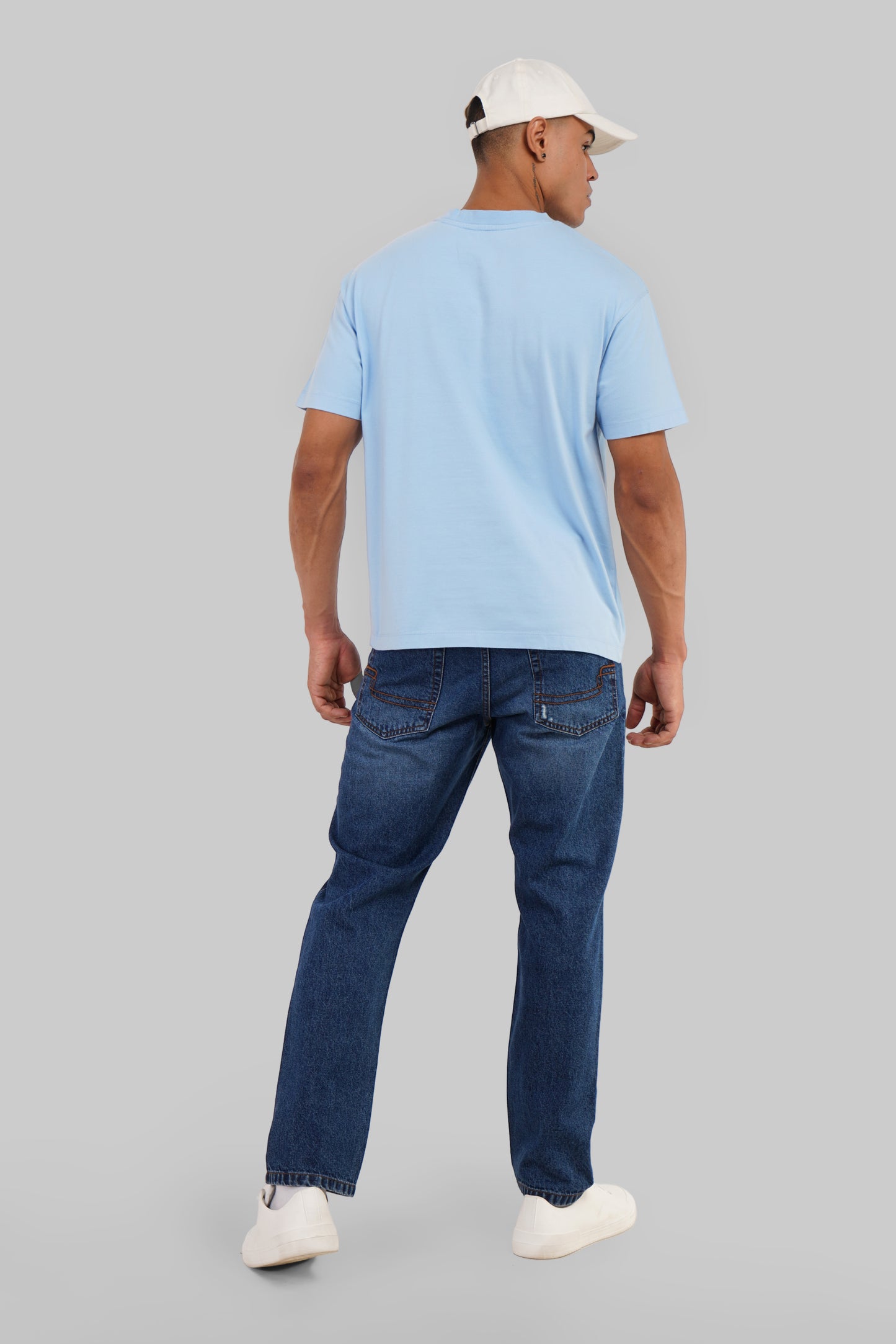 Offline Offgrid Offlimits Sky Blue Oversized Fit T-Shirt Men Pic 4