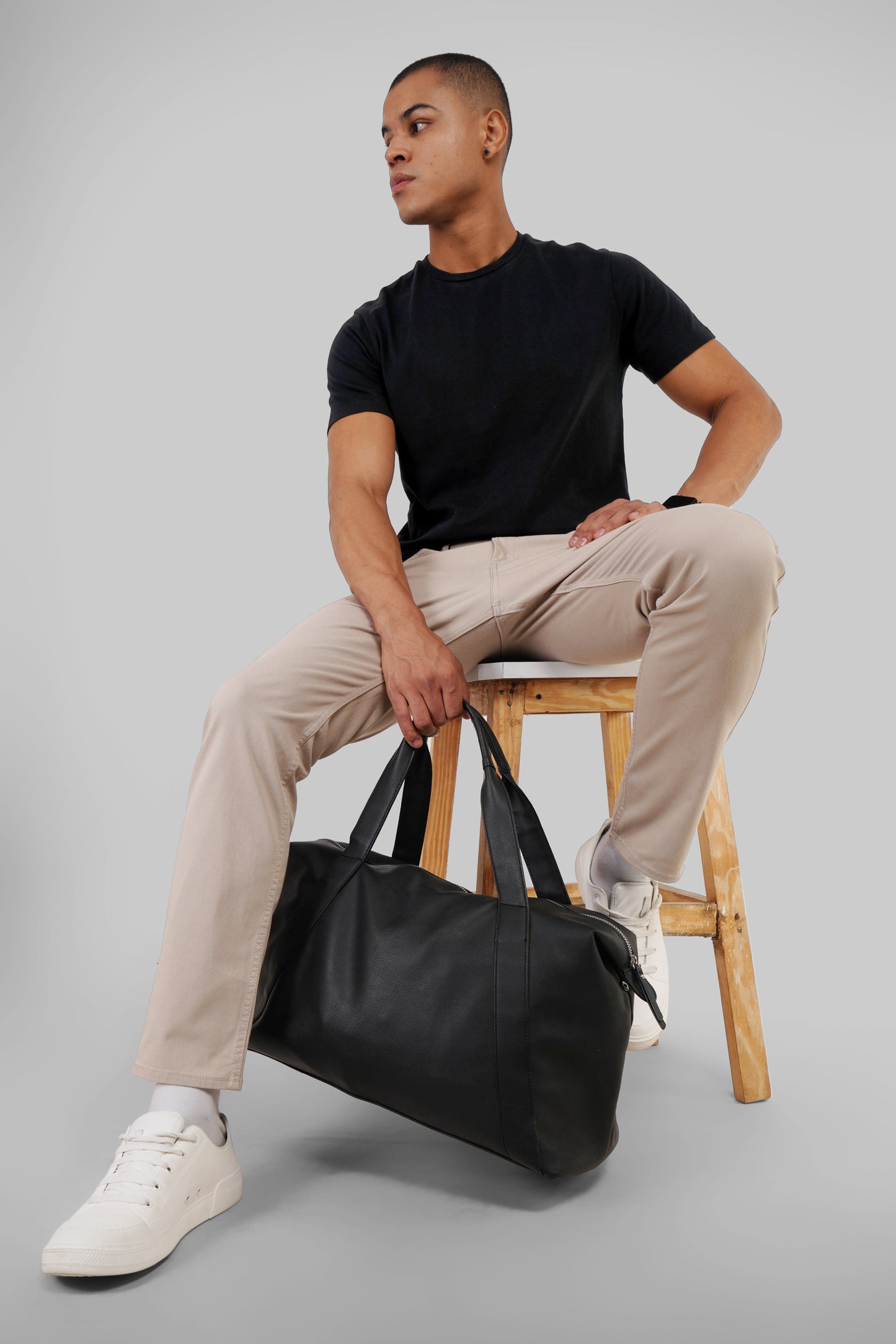 Solid Black Half Sleeves T-Shirt For Men Regular Fit