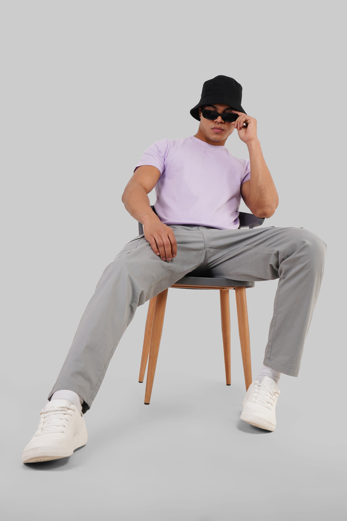 Solid Lilac Half Sleeves T-Shirt For Men Regular Fit