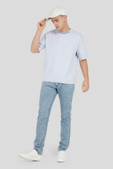 Sky Blue Low Rise Men's Straight Jeans Pic 2