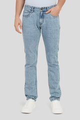 Sky Blue Low Rise Men's Straight Jeans Pic 1