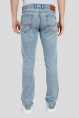 Sky Blue Low Rise Men's Straight Jeans Pic 3