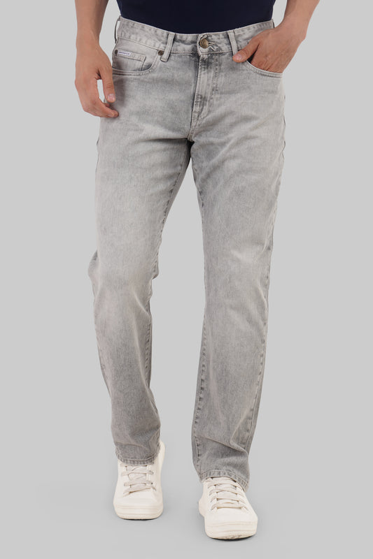 Light Grey Mid Rise Men's Baggy Jeans Pic 1