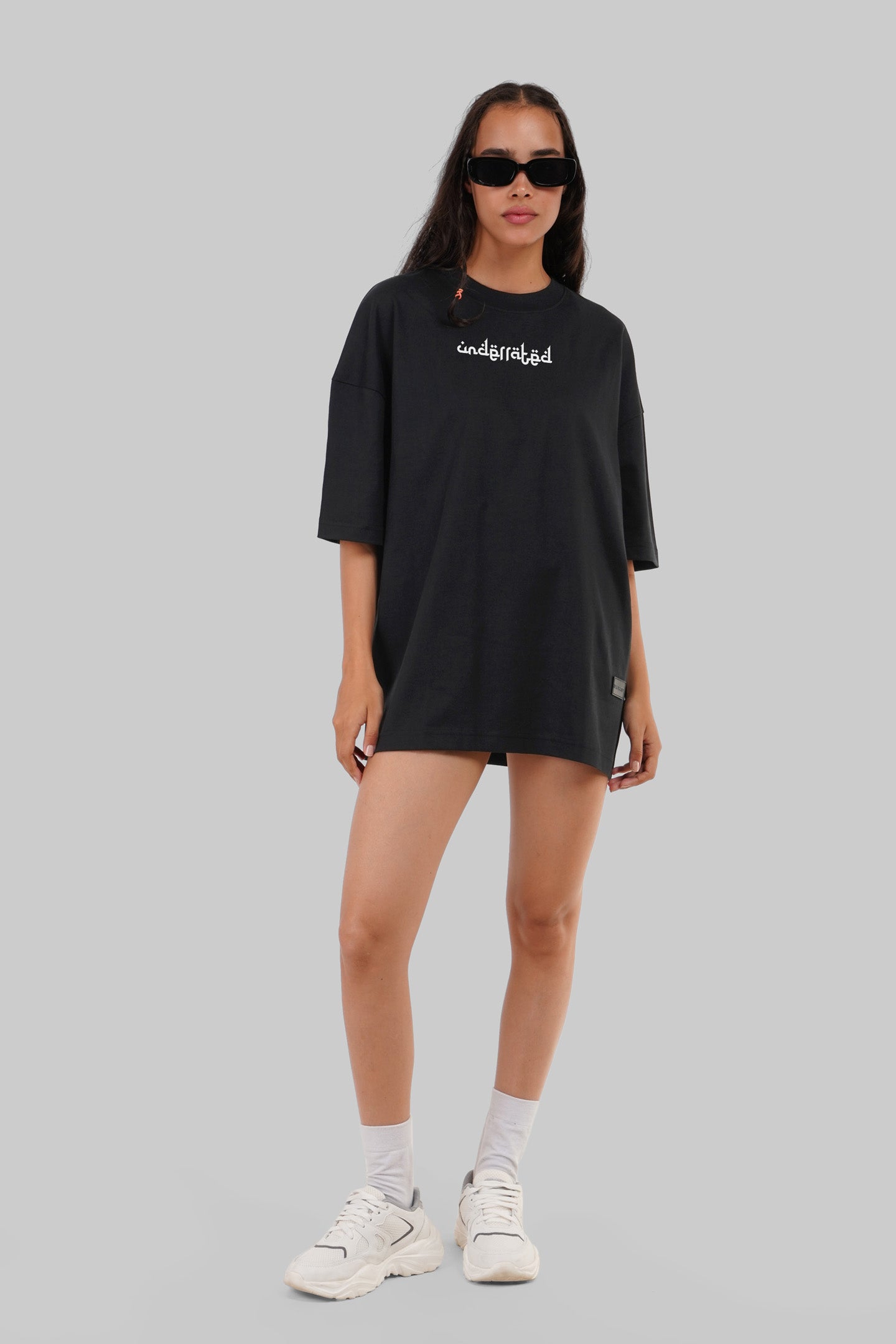 Underrated Pattern Black Baggy Fit T-Shirt Women