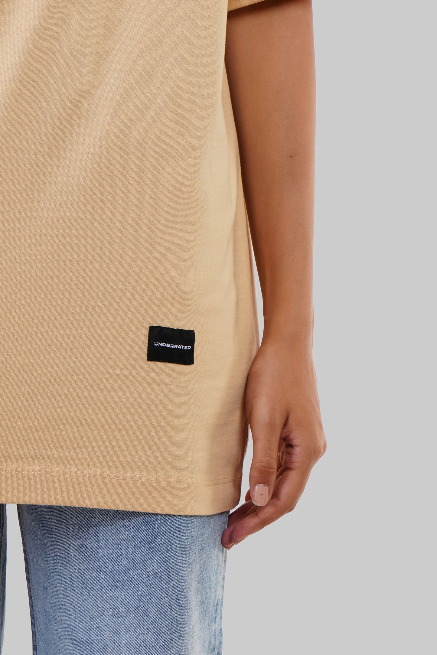 Tropical Vacation Beige Oversized Fit T-Shirt Women Pic 5