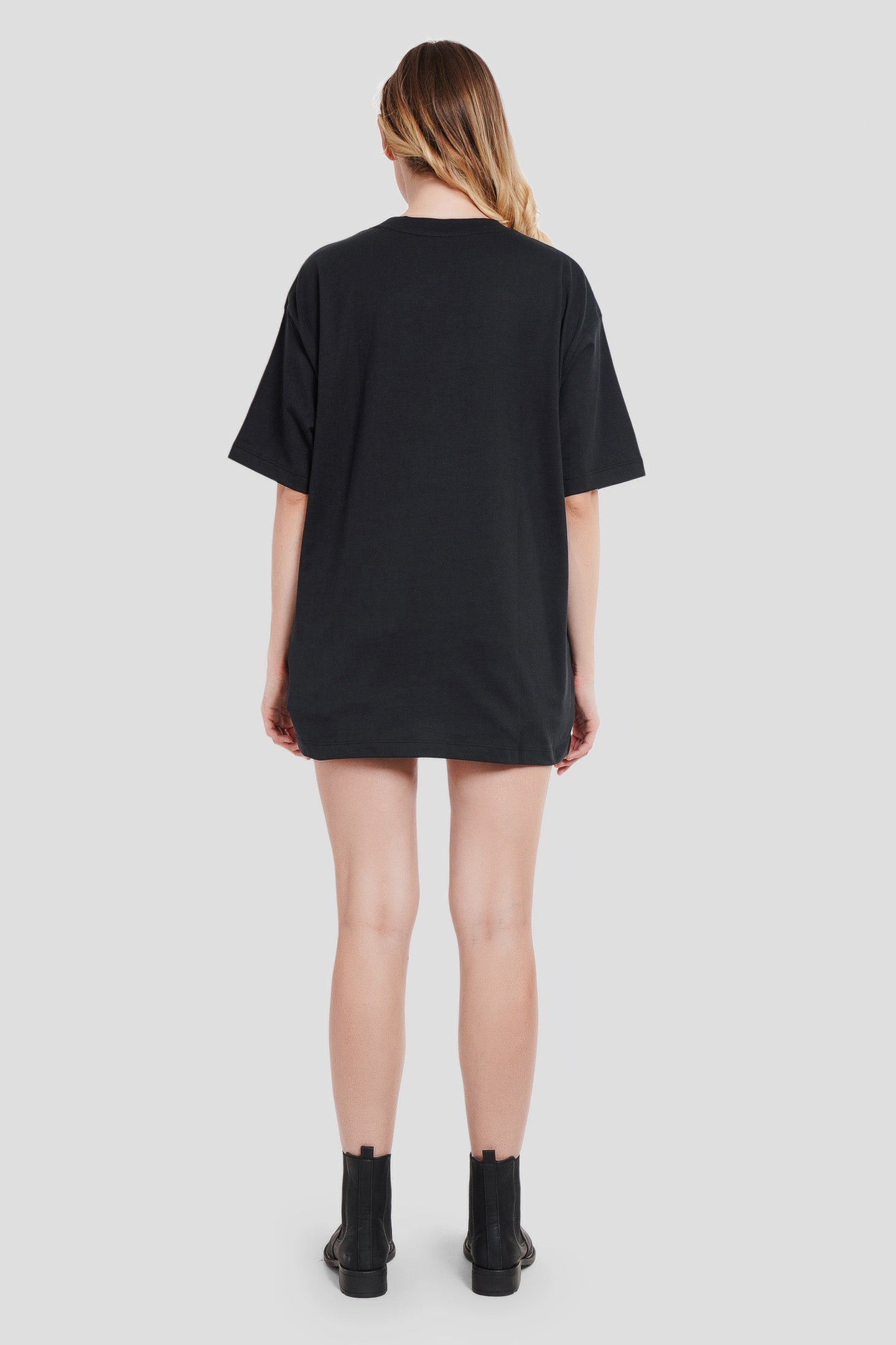 Solid Black Half Sleeves T-Shirt For Women Oversized Fit