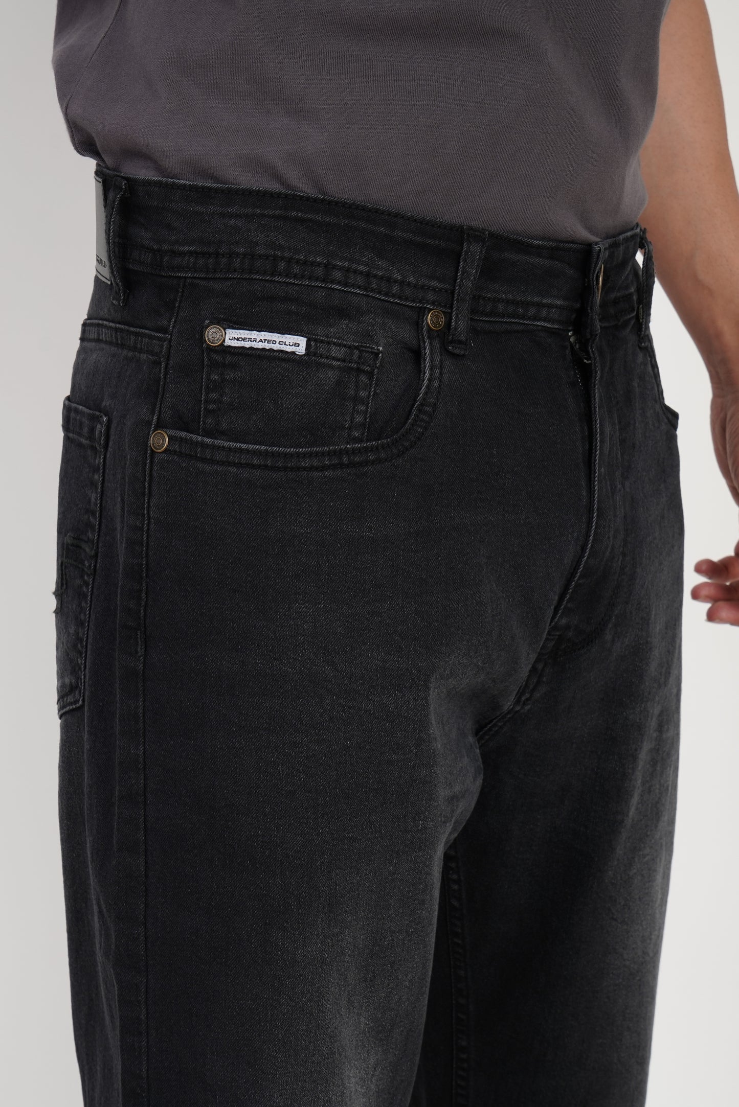 Black High Rise Men's Bootcut Jeans Pic 6