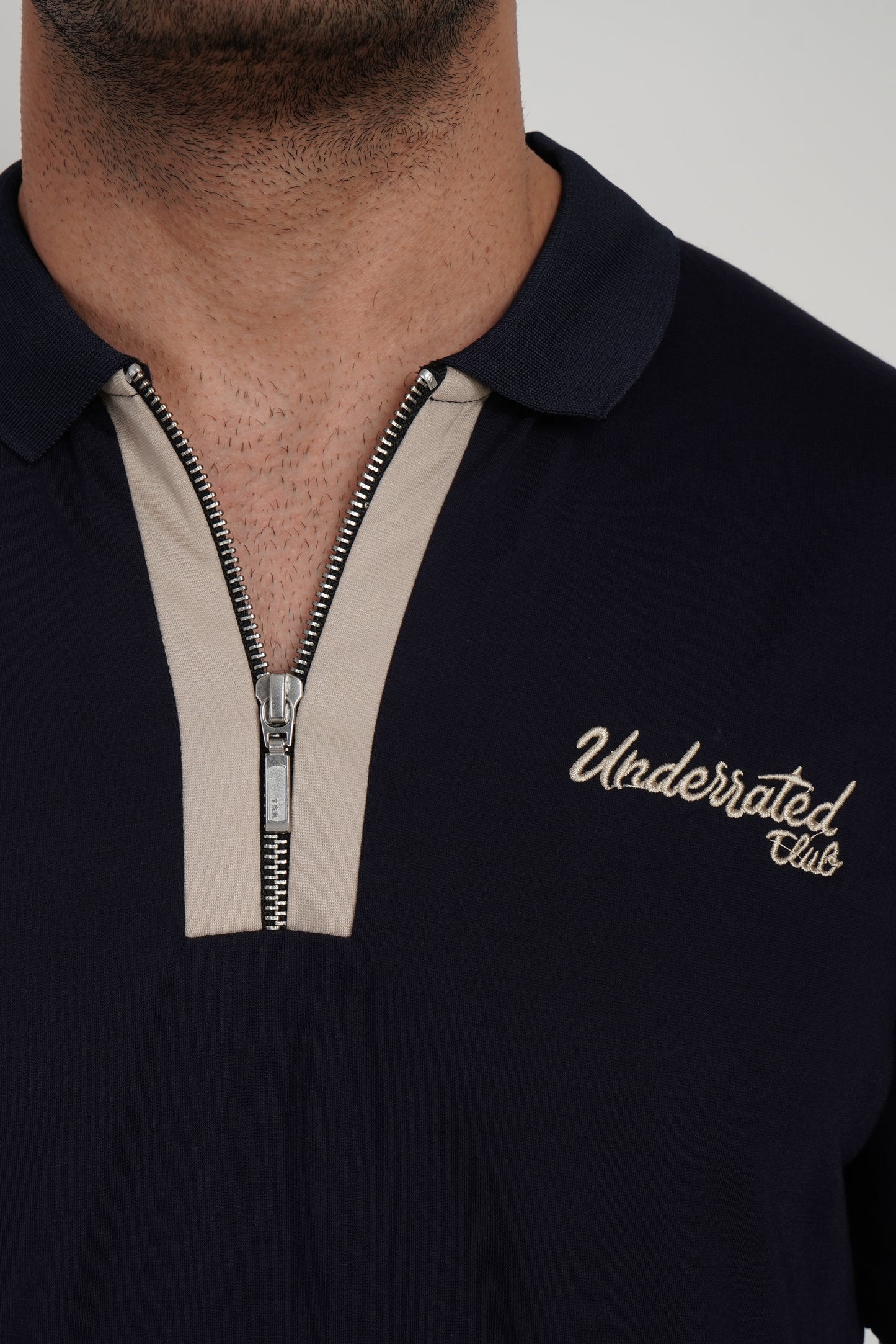 Men's Polo Neck T-shirt Combo - Pack of 2 Underrated Essentials - Beige and Navy Pic 3
