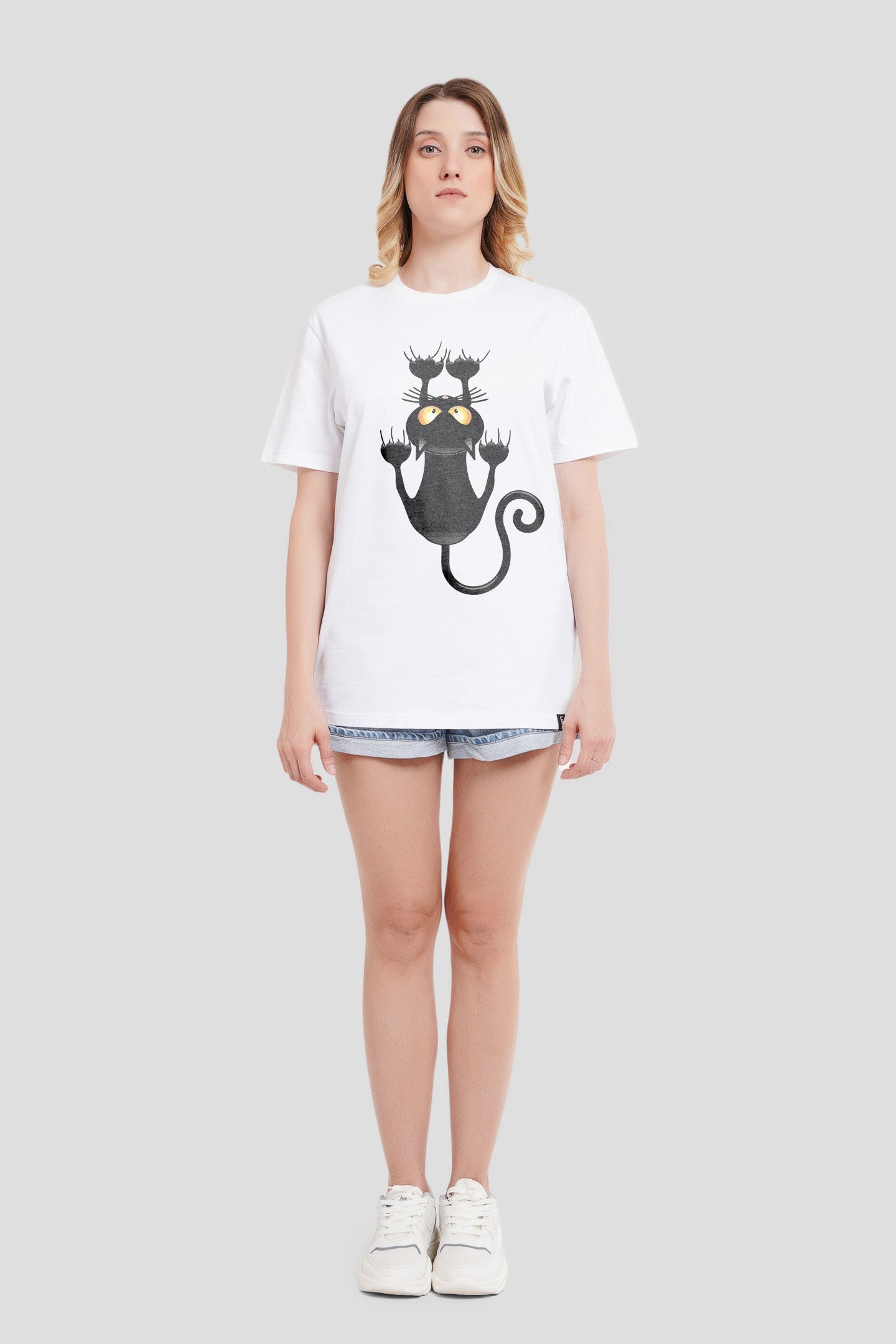 Scaredy Cat White Boyfriend Fit T-Shirt Women