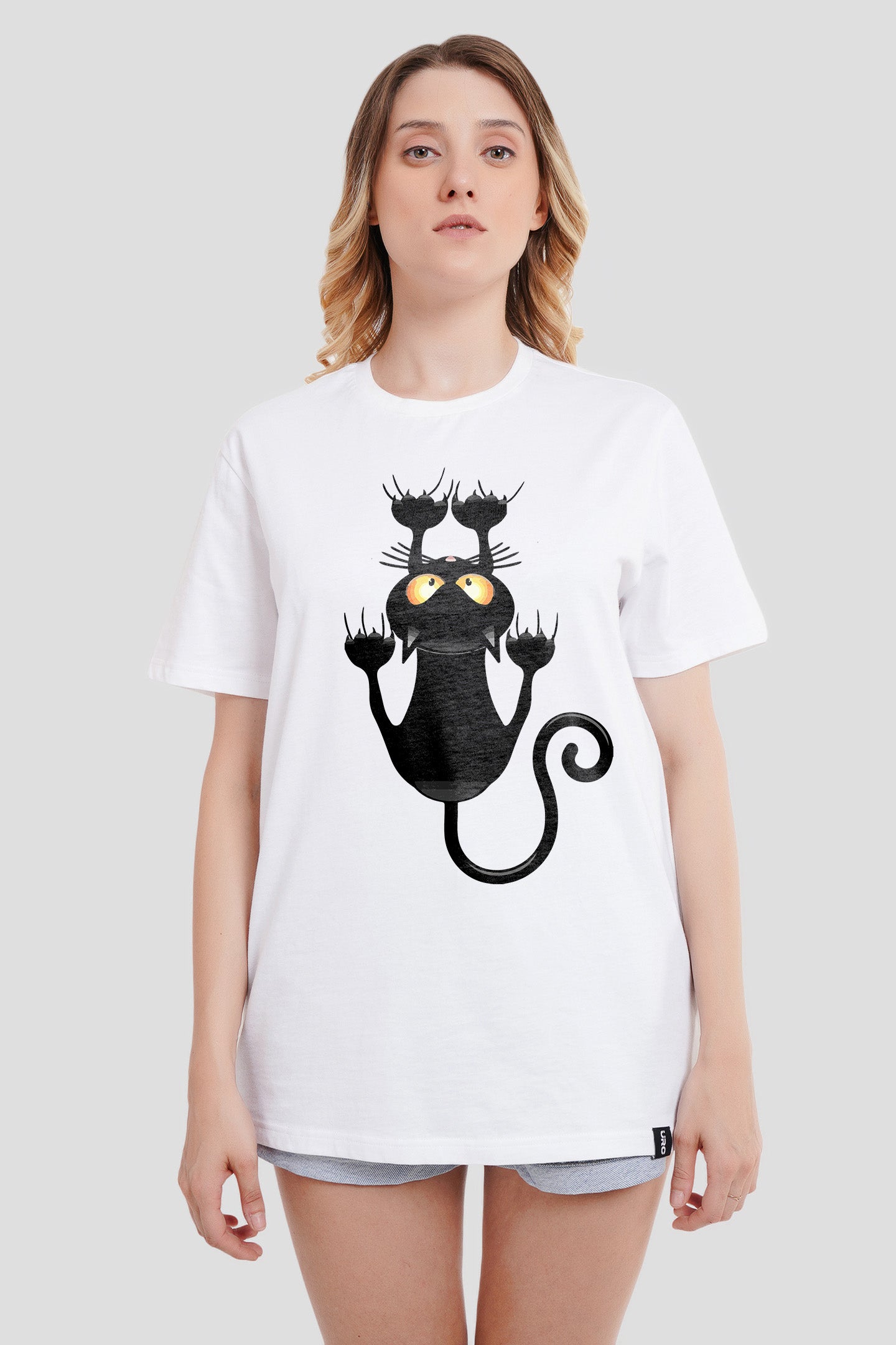 Scaredy Cat White Boyfriend Fit T-Shirt Women