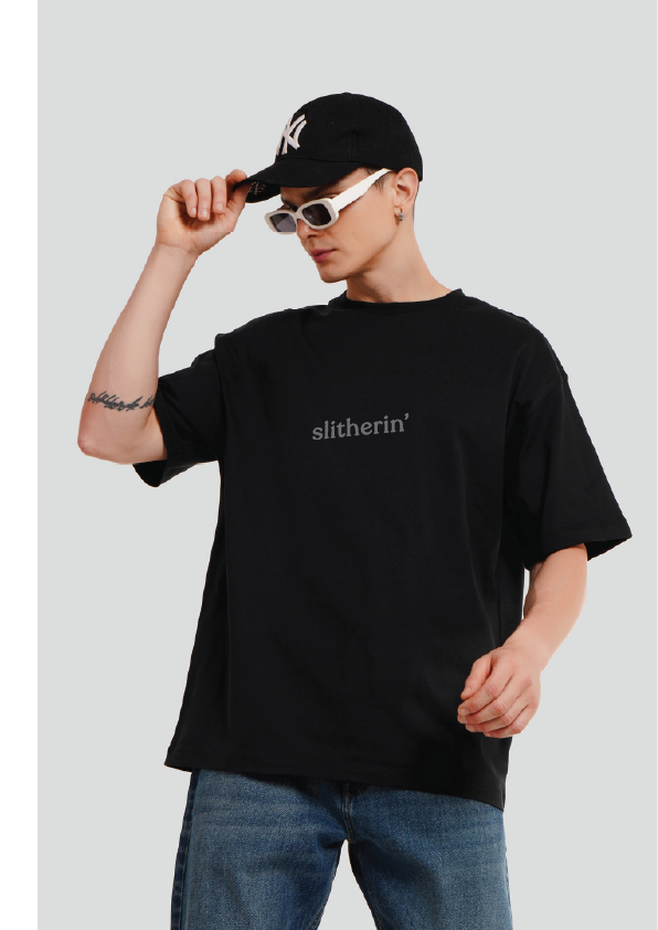 Slitherin' Black Oversized T-shirt Men